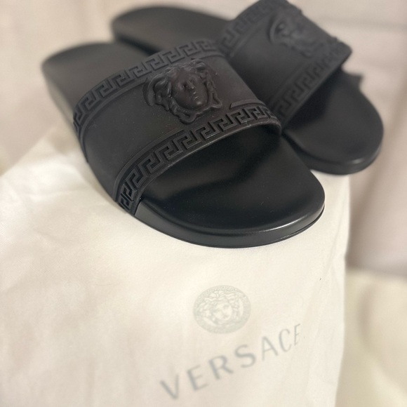 Versace Black Medusa Slide Sandals - Picture 1 of 4